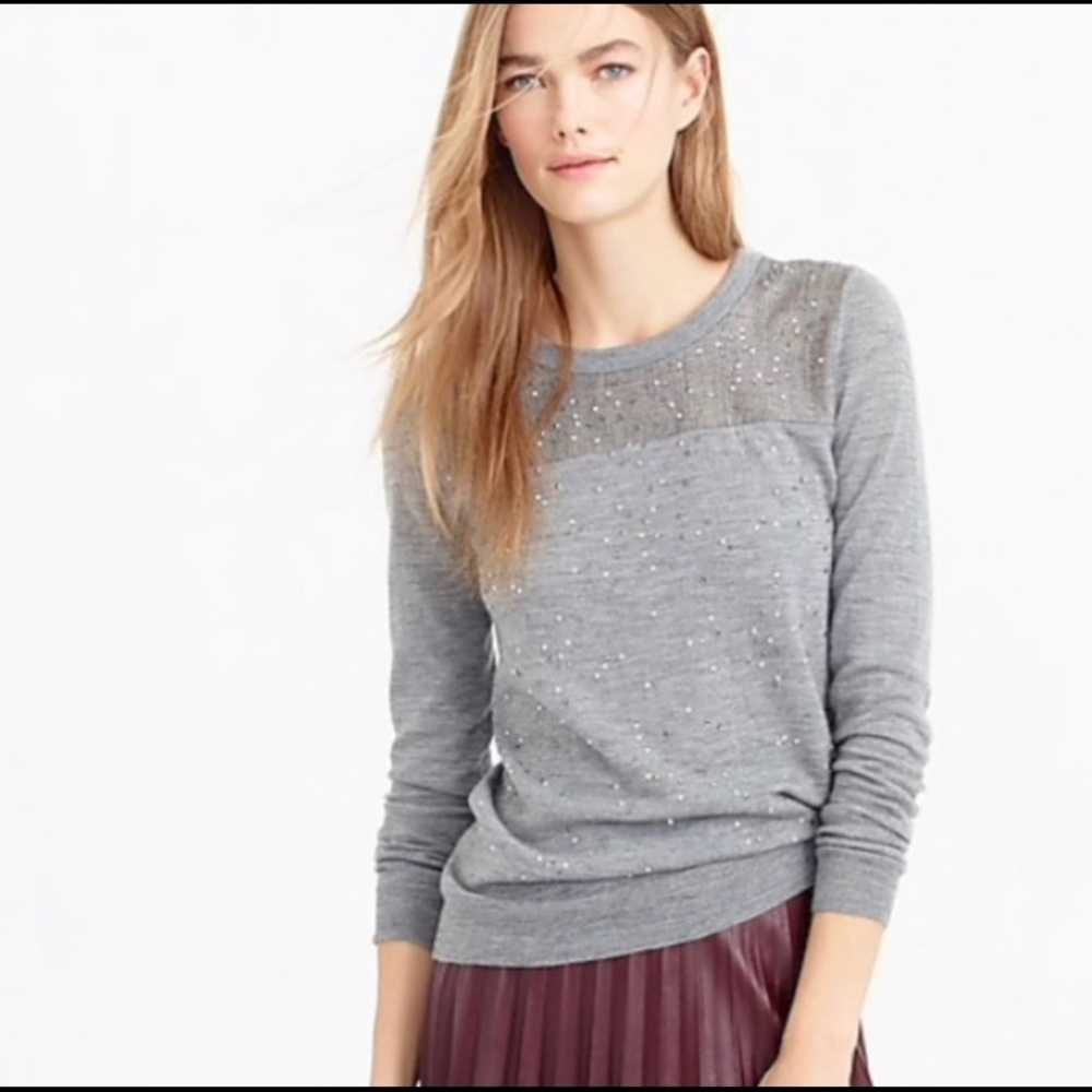J. Crew Glen Plaid Embellished Tippi Sweater